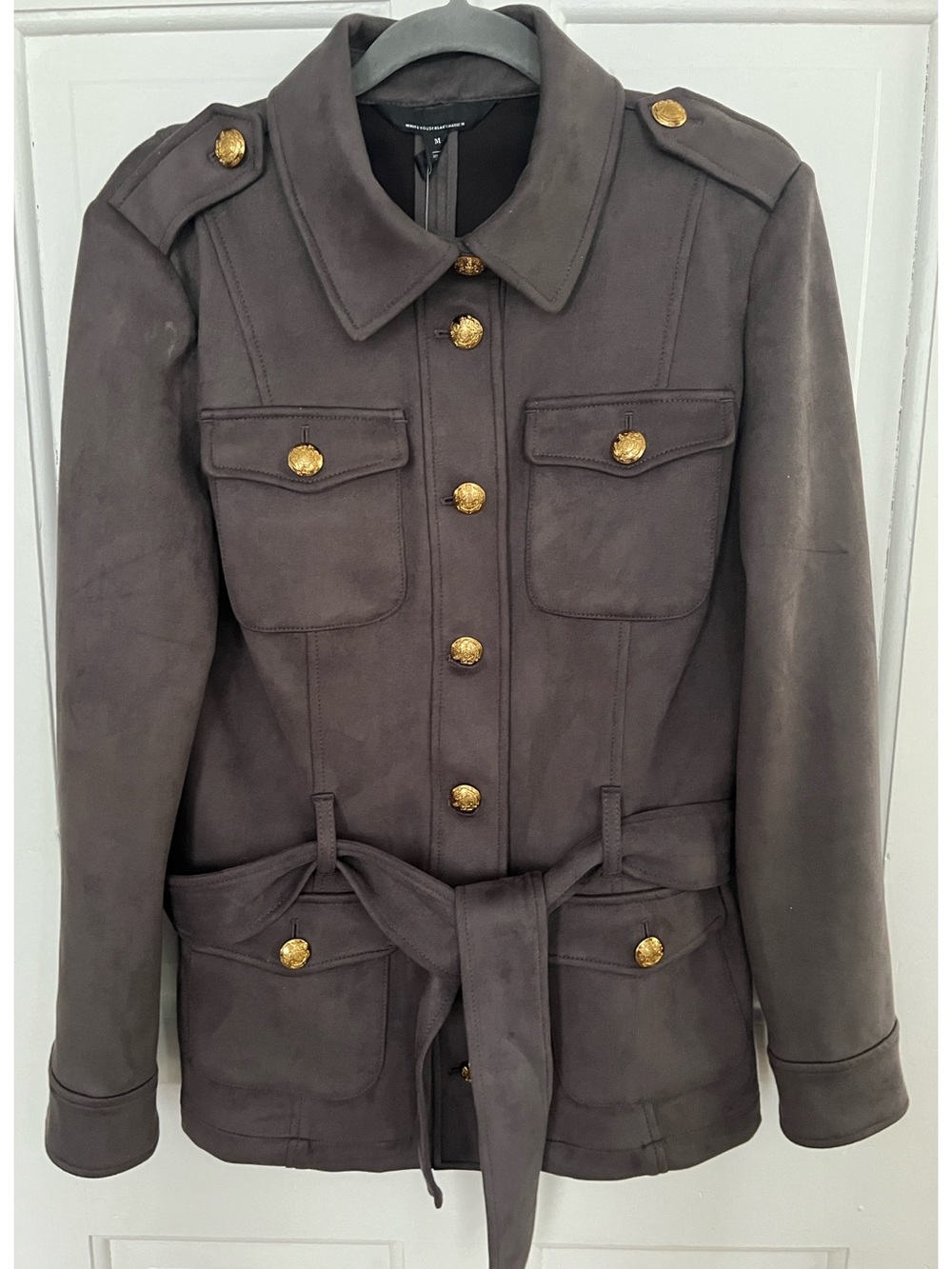 NWT WHBM Stormy Gray Ultra suede Safari Jacket M